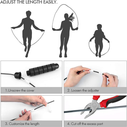 Jump Rope, Adjustable Steel Cable with Foam Handles, Tangle-Free Rapid Speed Jumping Rope for Fitness, Home Exercise