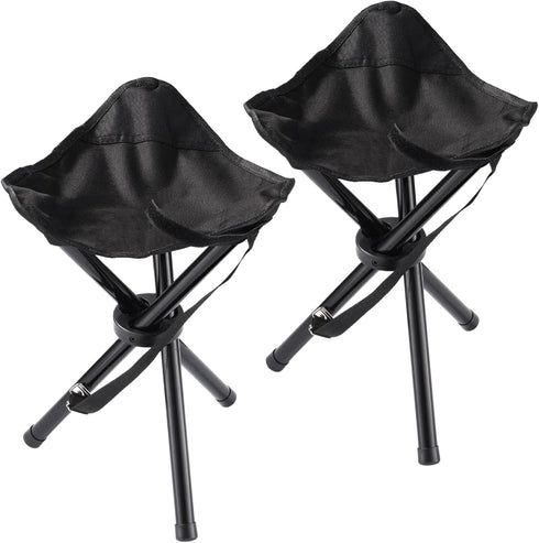KKONHII 2PCS Portable Folding Camping Stool,Travel Outdoor Tripod Seat,Black Folding Camping Chairs for