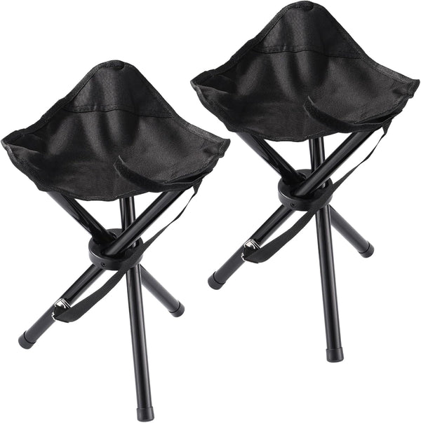 KKONHII 2PCS Portable Folding Camping Stool,Travel Outdoor Tripod Seat,Black Folding Camping Chairs for