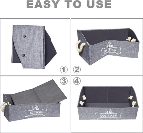 Large Trapezoid Dog Toy Box, Collapsible Pet Supplies Storage Basket with Handles, Perfect for Organizing Dog Cat Toys