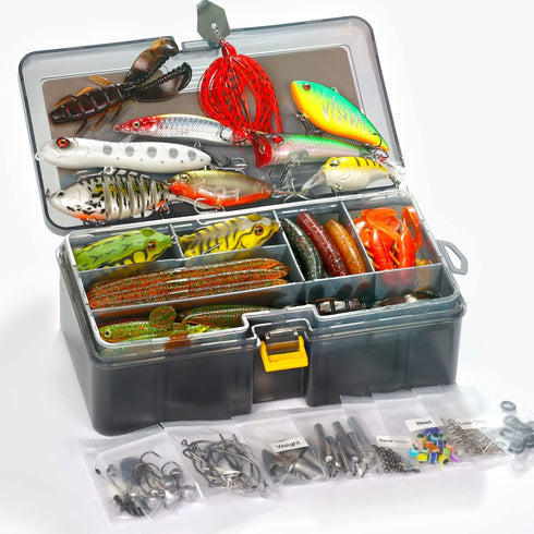 Fishing Lures for Freshwater Bass, Topwater Baits Kit, Animated Swimbaits Set with Tackle Box