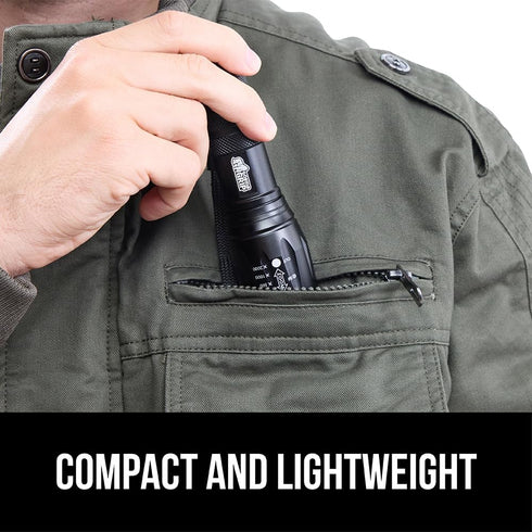 GORILLA GRIP Powerful LED Tactical Flashlight, 750 FT High Lumens, Water Resistant, Mini Flash Light for Camping