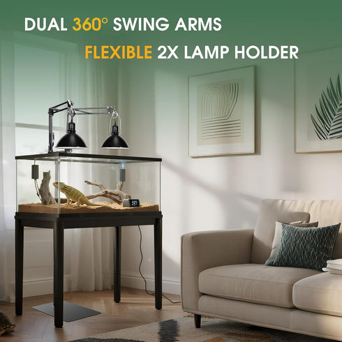 Stand,15.7-74.3 Inch Stand,360 MECESOR Dual Reptile Lamp Height Adjustable Reptile Light Sewing Flexible Arms,Heat Lamp