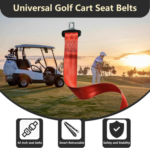 Orle Oko 42" 2-Passenger Retractable Golf Cart Seat Belts Long Universal Fit for EZGO TXT, Club Car DS, Yamaha