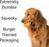 Hamburger Themed Dog Toy, Extremely Durable Squeaky Chew and Fetch Toy, Unique Burger Packaging