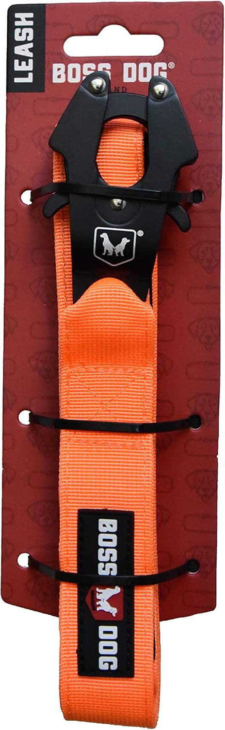 Boss Dog Tactical Hunter Orange Leash, 4 Foot, 1.25" Wide