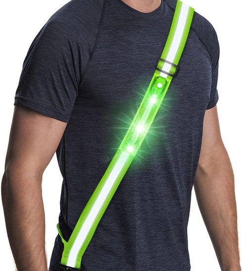 Simket LED Night Running Gear Reflective Sash, High Visibility USB Rechargeable Adjustable for Jogging