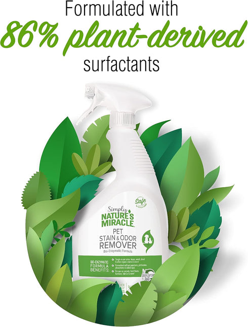 Nature's Miracle Simply Pet Stain and Odor Remover - 32 Ounce with 86% Plant-Derived Surfactants