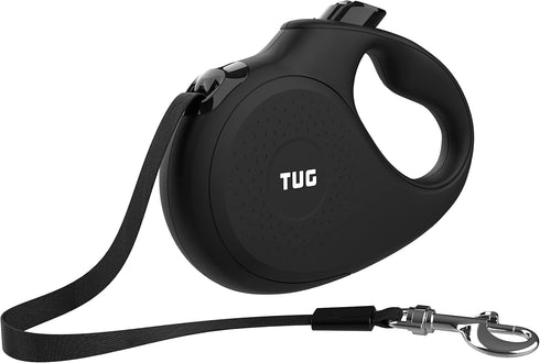 TUG Monochrome XL 360° Tangle-Free Retractable Dog Leash, 26 ft Strong Nylon Tape, One-Handed Brake, Pause, Lock