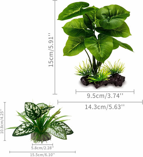 Reptile Artificial Plants, Terrarium Plants Decorations Supplies, Aquarium Fish Tank Plant, Amphibian Habitat Hideout Tank Accessories (M Set-2pcs/D) by Moonorange