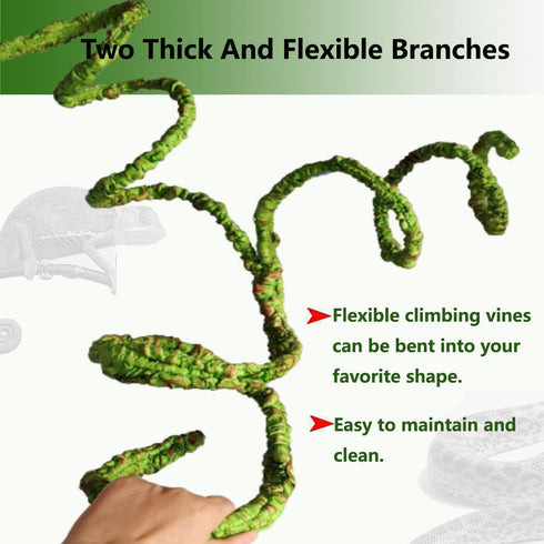 Flexible Bend-A-Branch Reptile Vines, Long Jungle Climber Habitat Decor for Chameleons, Lizards, Snakes