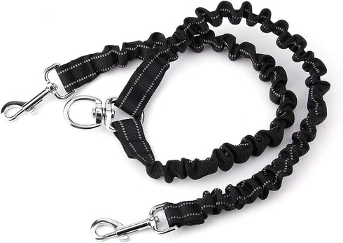 Double Dog Leash for Two Dogs - No Tangle, Comfortable Shock Absorbing Bungee Leash