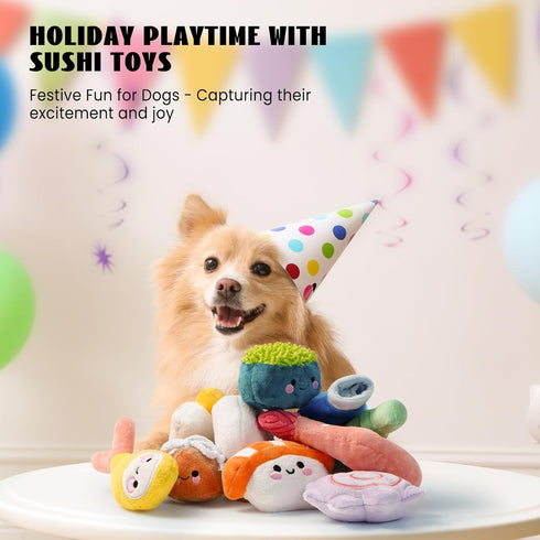 Nocciola 10 PCS Cute Stuffed Dog Toys, Plush Squeaky Toy for Small to Medium Dogs, Doggie Birthday Gifts with Bag