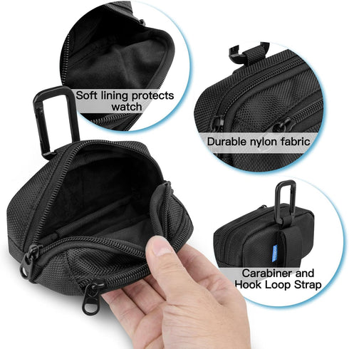 Xxerciz Carrying Case for Garmin Heart Rate Monitor Chest Strap, Nylon Sport Storage Bag with Carabiner for Outdoor Use