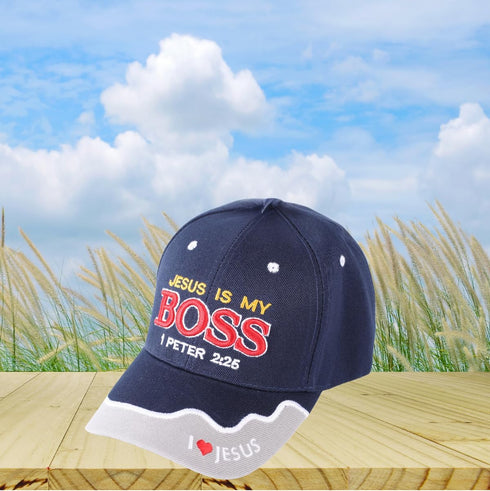 Jesus is My Boss | Inspirational Christian Baseball Hat for Men Women, Adjustable Velcro Strap