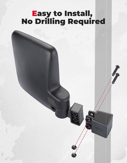 KEMIMOTO No Drilling Golf Cart Side Mirrors, Universal Folding Side View Mirrors for 0.75"-1.25" Square Rail,