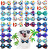 20pcs Ocean-Themed Dog Bow Ties for Small Medium Dogs, Adjustable Pet Bowtie Collar Charms, Sea Pattern Necktie for