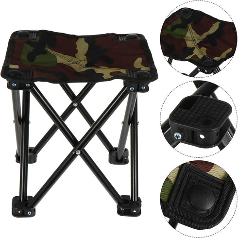 INOOMP Portable Folding Fishing Stool Camp Chair Camouflage Small Foldable Outdoor Seat for Camping Hiking and Fishing