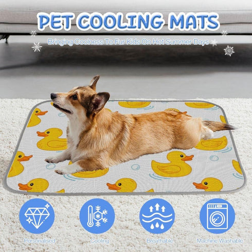 imiBBWQu Summer Summer 27" 22" Cooling Pad Duck Bubble Yellow White Cat Cooling Mat Washable Crate Pad for Dogs Pet Mat