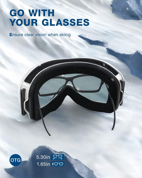 ZIONOR Lagopus B1 Ski Goggles, OTG Anti-Fog Snowboard Goggles for Men, Women, Youth