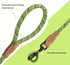 Mile High Life Mountain Climbing Dog Rope Leash - Heavy Duty Metal Clasp, Genuine Leather, Lime Green