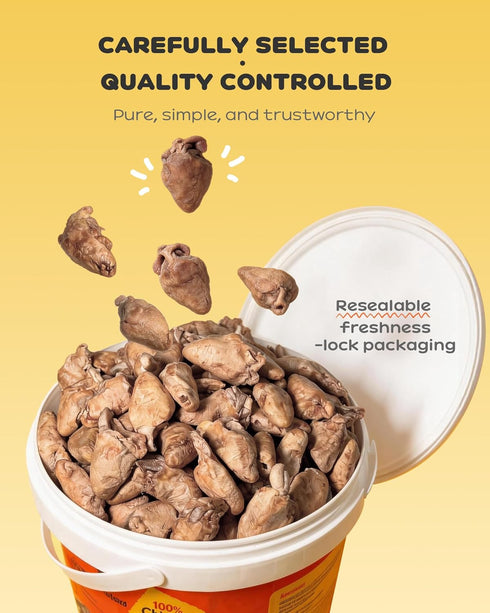 17.64 oz (1.1LB), Freeze Dried Chicken Hearts for Cats & Dogs, Raw High Protein Cat & Dog Treats, Single Ingredient