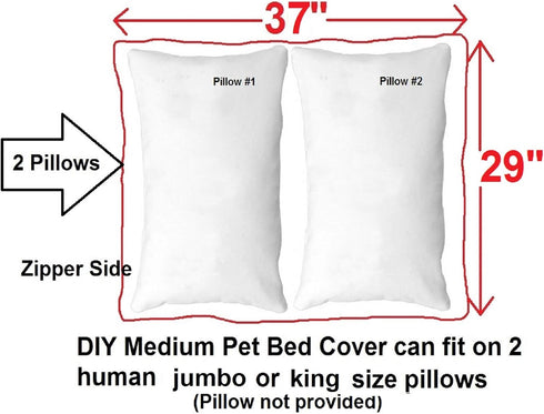 Do It Yourself DIY Pet Bed Pillow Duvet Waterproof Cover for Dog or Cat in Medium 37"X29" - Cover only