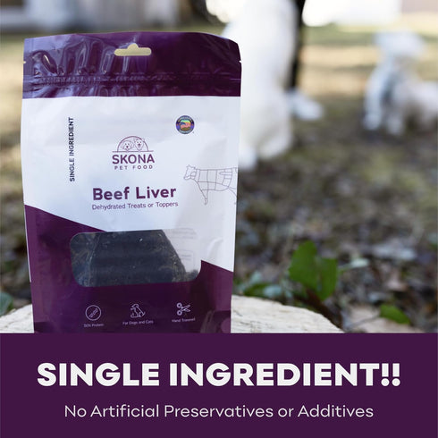 1 lb 4 oz, Skona PetFood Premium Chewy Dehydrated Beef Liver Jerky for Dogs & Cats, of Beef Liver Dehydrated