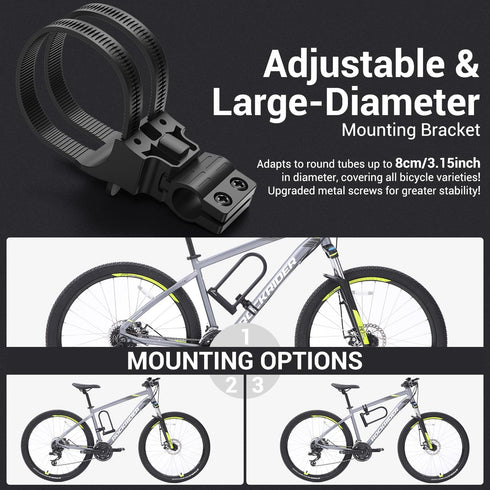 Sportneer Heavy Duty Bike Lock: U Lock with 6ft Security Steel Cable, Bicycle U-Locks with Keys