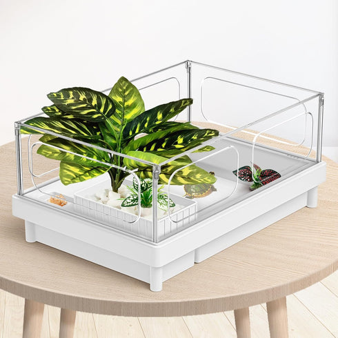 Reptile Artificial Plants, Terrarium Decorations for Aquarium Fish Tank, Amphibian Habitat Accessories (L Set-3pcs/B)