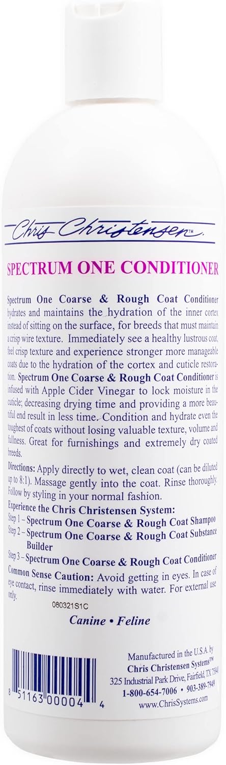 16 oz Chris Christensen Spectrum One Dog Conditioner, Coarse and Rough Coat, Groom Like a Professional, Repairs