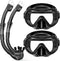 Snorkeling Gear Set for Adults, 180° Panoramic View Snorkel Mask, Anti-Fog, Anti-Leak, Food-Grade Silicone