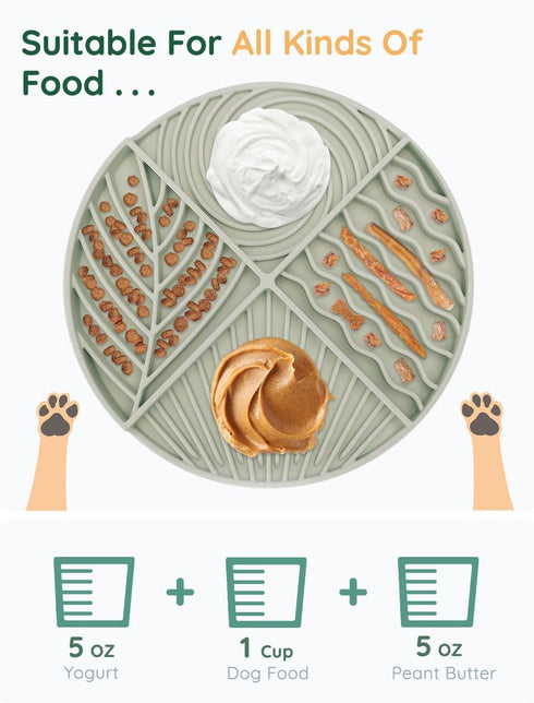 Slow Feeder Dog Bowls, Silicone Dog Feeding Bowls with Suction Cups, Lick Mat for Dogs, Green