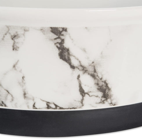 Bone Dry Pet Bowl Collection Ceramic Set, Small, Marble, 2 Count, White