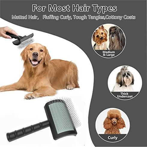 Large Slicker Brush for Dogs & Cats, Extra Long Pin Shedding Brush for Long Haired Pets, 25mm (1"), Black