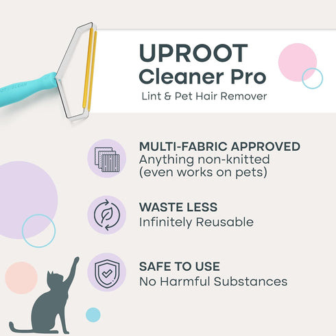 Uproot Cleaner Pro Pet Hair Remover - Multi Fabric Edge and Carpet Scraper for Couch & Rugs