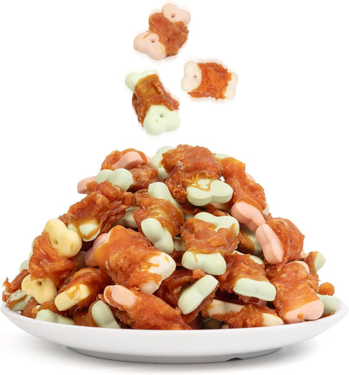 MON2SUN Dog Treats, Mini Chicken Wrapped Biscuits with Added Vitamins, Healthy Training