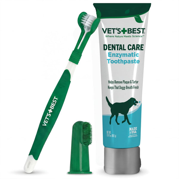 Vet's Best Dog Toothpaste & Toothbrush Kit for Puppies Puppy Essentials Dog