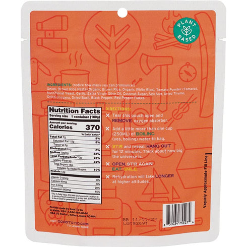 Backpacking Backpacking GOOD TO-GO Pasta Marinara (Single Serving) |Camping & Food | Just Add Water Meals | Good To-Go