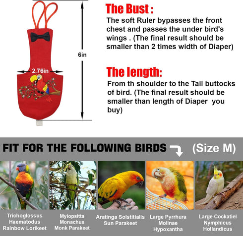 Bird Diaper Washable Parrot Diapers Reusable Bird Flight Suit Nappies Protective Breathable Parrot Nappy Clothes