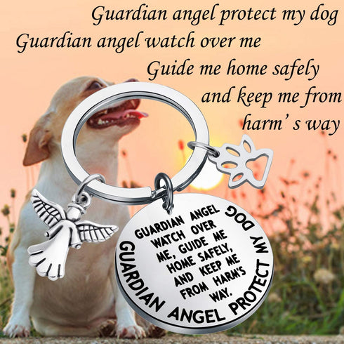 MYOSPARK Guardian Angel Protect My Dog Pet Protection Stainless Steel Pendant Collar Charm