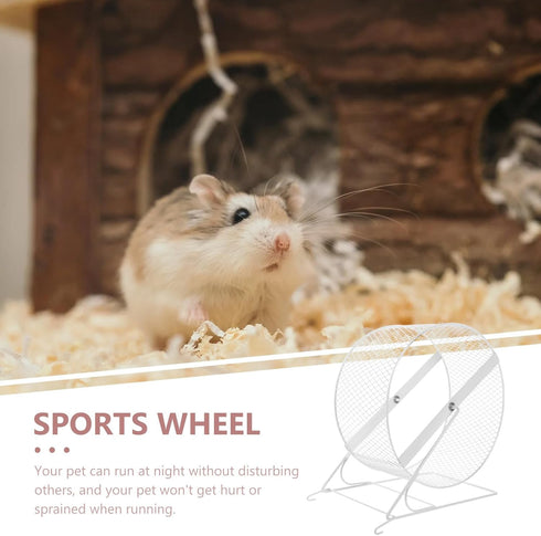 32cm DOITOOL Silent Hamster Running Wheel Exercise with Bracket, White Iron Squirrel and Small Animal Quiet Fitness