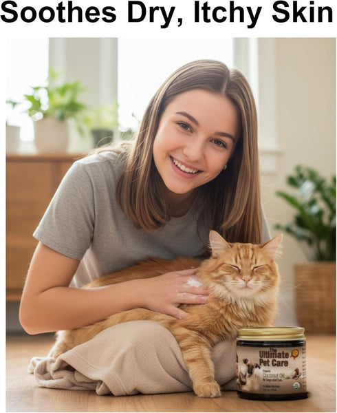 32 oz, Elbows, Organic Coconut Oil for Dogs & Cats Skin and Coat, Natural Treatment for Itchy Skin, Dry Paws & Nose