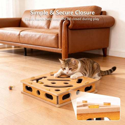 SDALU Cat Nail File Scratcher, Cat Claw Saver Box with Replaceable Sandpaper, Stress-Free Nail Care, Interactive Maze