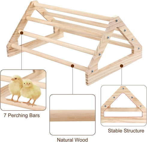 GINTUTO Wooden Chick Perch Stand, Pine Chicks Roosting Bar, Jungle Gym Perch Toys for Chicken Coop & Brooder, Bird
