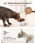 Raised Cat Food Bowl Ceramic 15° Tilted Cat Food Bowls Protect Cat's Spine Anti Vomiting Backflow Prevention Cat Bowls for Adult Cats, Kitten, and Small Dogs, Pink