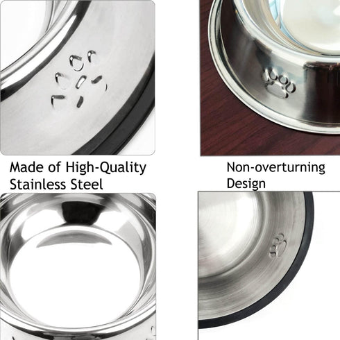 YUDANSI 2 Stainless Steel Dog Bowls with Rubber Base, Small and Medium Pet Feeder Bowls