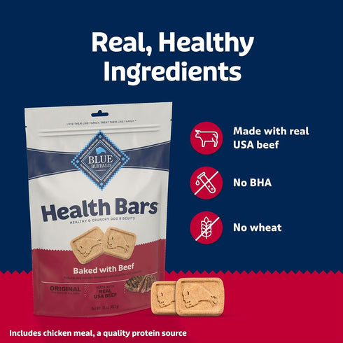 16-oz Blue Buffalo Health Bars Crunchy Dog Biscuits, Oven-Baked With Natural Ingredients, Beef, Bag