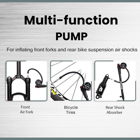 Hycline Shock Pump for Mountain Bike, High Pressure 300 Psi for Bicycle Suspension with Gauge
