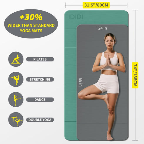 (74" 31.5" 0.32"), 8mm Foldable Yoga Mat Extra Thick & Large x x Double-Sided Non Slip & Lightweight Fitness Mat, Thick